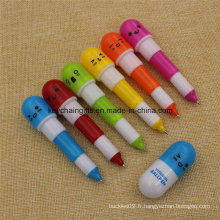 6 couleurs en gros en plastique rétractable stylo à bille de vitamine